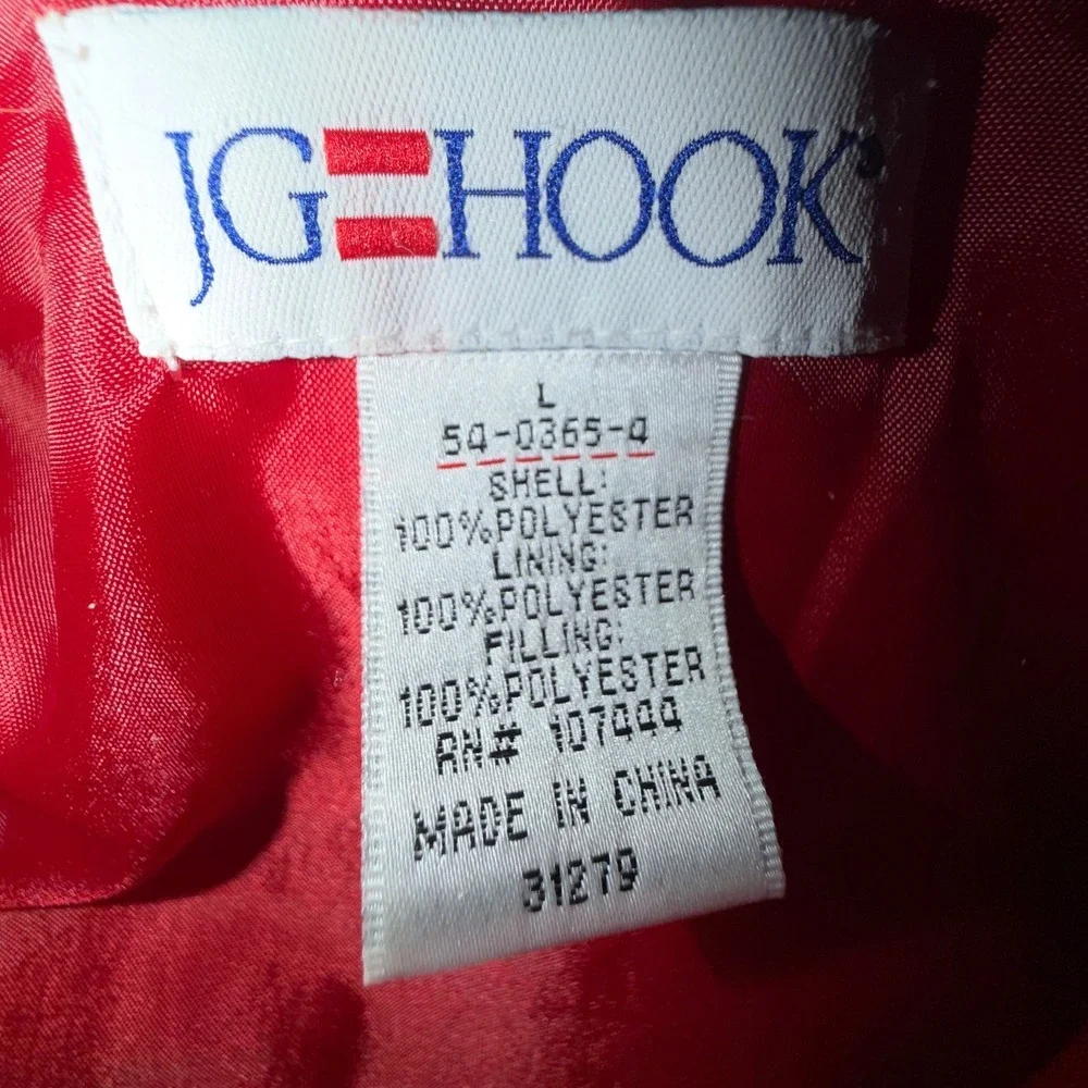 JG‎ HOOK Red Rose Jacquard Quilted Button Front Jacket Women's Size L